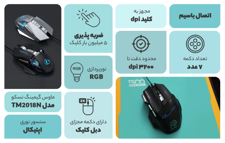 موس گیمینگ تسکو TM 2018N